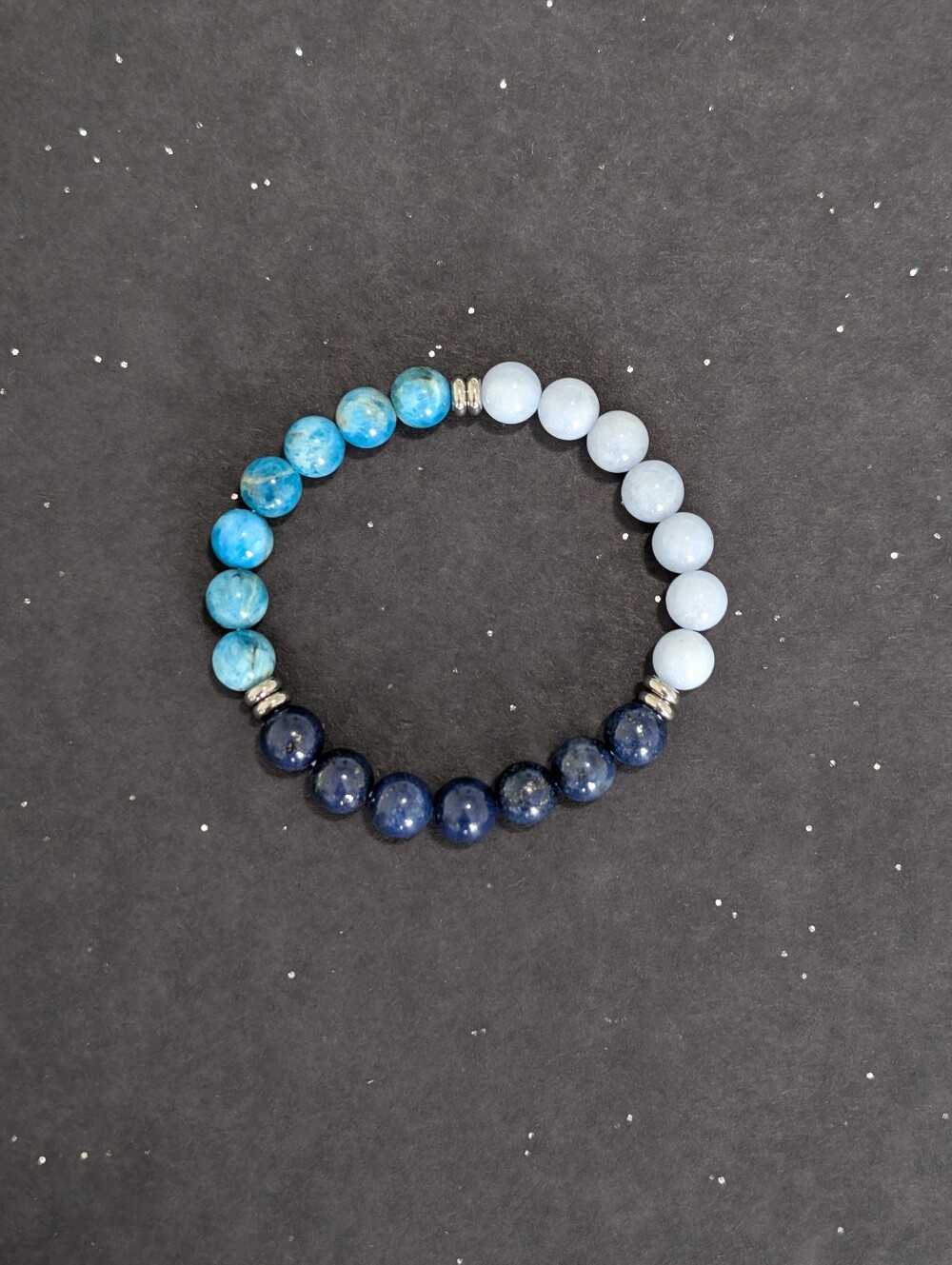 Apatite/Chalcedony/Lapis Lazuli Bracelet - Picture 2 of 7